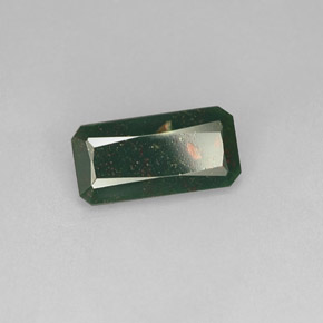 2.97캐럿 천연 점박이 그린 블러드스톤, 에메랄드 컷, 14×7 mm, 불투명체