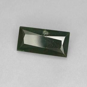 3.19캐럿 천연 점박이 그린 블러드스톤, 바게트, 14.4×7.2 mm, 불투명체