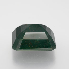 11.47캐럿 천연 점박이 그린 블러드스톤, 에메랄드 컷, 14.8×12.3 mm, 불투명체