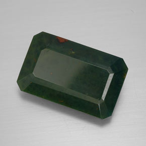 8.92캐럿 천연 점박이 그린 블러드스톤, 에메랄드 컷, 17.4×11 mm, 불투명체