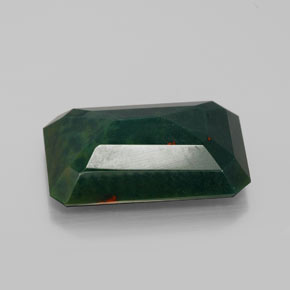 8.92캐럿 천연 점박이 그린 블러드스톤, 에메랄드 컷, 17.4×11 mm, 불투명체