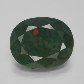 10.40캐럿 천연 점박이 그린 블러드스톤, 타원형 컷, 16.8×13.6 mm, 불투명체