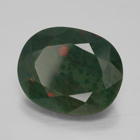 10.40캐럿 천연 점박이 그린 블러드스톤, 타원형 컷, 16.8×13.6 mm, 불투명체