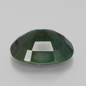 10.40캐럿 천연 점박이 그린 블러드스톤, 타원형 컷, 16.8×13.6 mm, 불투명체