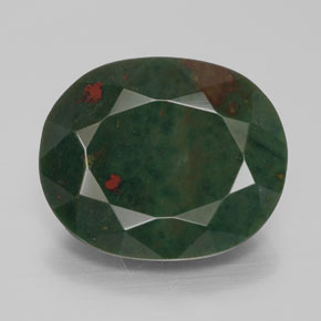 10.91캐럿 천연 점박이 그린 블러드스톤, 타원형 컷, 17.2×14.1 mm, 불투명체