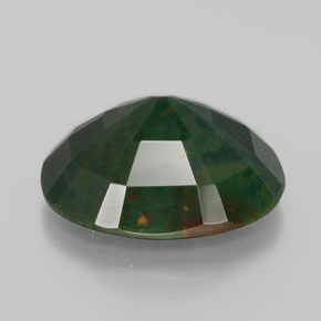 10.91캐럿 천연 점박이 그린 블러드스톤, 타원형 컷, 17.2×14.1 mm, 불투명체