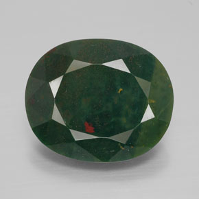 9.93캐럿 천연 점박이 그린 블러드스톤, 타원형 컷, 16.4×13.6 mm, 불투명체