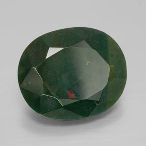 9.93캐럿 천연 점박이 그린 블러드스톤, 타원형 컷, 16.4×13.6 mm, 불투명체