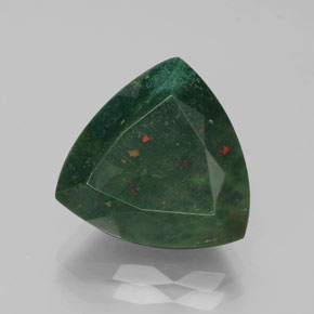 7.92캐럿 천연 점박이 그린 블러드스톤, 트릴리언, 14.2×13.9 mm, 불투명체