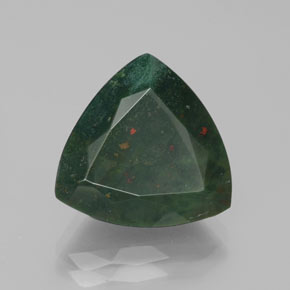 7.92캐럿 천연 점박이 그린 블러드스톤, 트릴리언, 14.2×13.9 mm, 불투명체