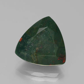 7.45캐럿 천연 점박이 그린 블러드스톤, 트릴리언, 14.1×13.6 mm, 불투명체
