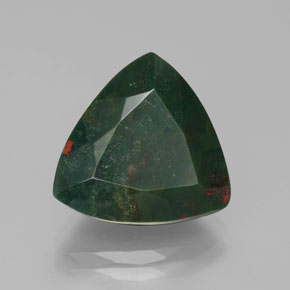 7.45캐럿 천연 점박이 그린 블러드스톤, 트릴리언, 14.1×13.6 mm, 불투명체
