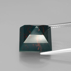 9.60캐럿 천연 더럽혀진 녹색 혈석, 정사각형, 불투명체