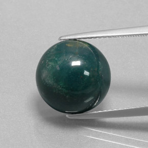 8.90캐럿 천연 점박이 그린 블러드스톤, 라운드 컷, 12.70 mm, 불투명체