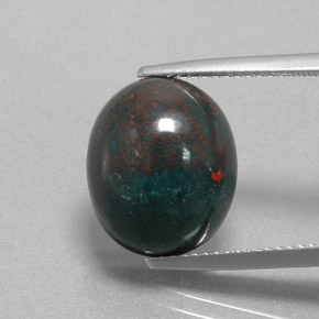 8.92캐럿 천연 점박이 그린 블러드스톤, 타원형 컷, 14.2×11.9 mm, 불투명체