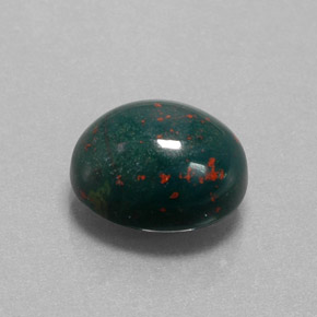 9.64캐럿 천연 점박이 그린 블러드스톤, 타원형 컷, 14.3×11.8 mm, 불투명체