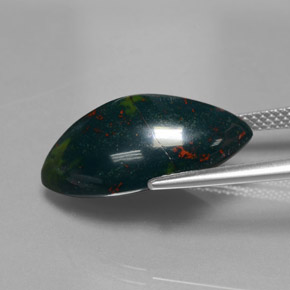 11.82캐럿 천연 점박이 그린 블러드스톤, 마퀴즈, 20.7×11.2 mm, 불투명체