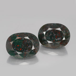캐럿 천연 점박이 그린 블러드스톤 보석, 타원형 컷, 15.1×11.7 mm, 불투명체