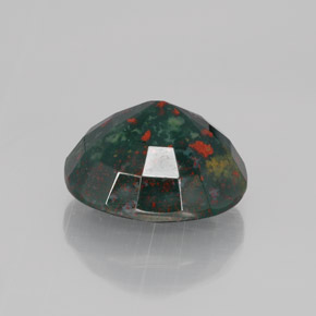 6.44캐럿 천연 점박이 그린 블러드스톤, 타원형 컷, 12.8×11.2 mm, 불투명체