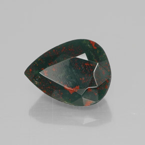 2.41캐럿 천연 점박이 그린 블러드스톤, 배 모양, 10.3×8 mm, 불투명체