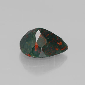 2.41캐럿 천연 점박이 그린 블러드스톤, 배 모양, 10.3×8 mm, 불투명체