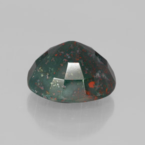 9.59캐럿 천연 점박이 그린 블러드스톤, 타원형 컷, 14.3×12.3 mm, 불투명체