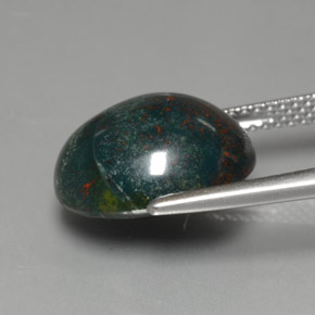 7.44캐럿 천연 더럽혀진 녹색 혈석, 타원형 컷, 불투명체