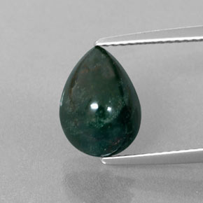 2.83캐럿 천연 점박이 그린 블러드스톤, 배 모양, 11×8.1 mm, 불투명체