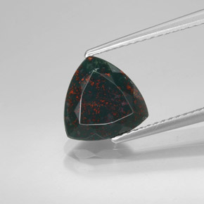1.90캐럿 천연 점박이 그린 블러드스톤, 트릴리언, 9.1×9 mm, 불투명체