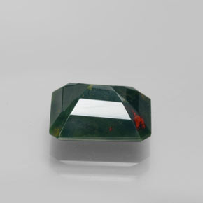 3.59캐럿 천연 점박이 그린 블러드스톤, 에메랄드 컷, 11.1×8.6 mm, 불투명체