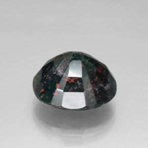 6.30캐럿 천연 점박이 그린 블러드스톤, 타원형 컷, 12.6×11.3 mm, 불투명체