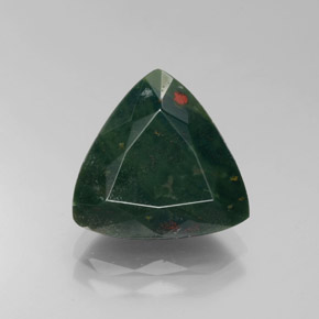4.49캐럿 천연 점박이 그린 블러드스톤, 트릴리언, 11.8×11.5 mm, 불투명체