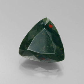 4.49캐럿 천연 점박이 그린 블러드스톤, 트릴리언, 11.8×11.5 mm, 불투명체