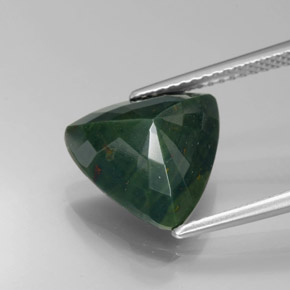 4.49캐럿 천연 점박이 그린 블러드스톤, 트릴리언, 11.8×11.5 mm, 불투명체