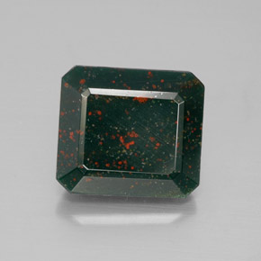6.36캐럿 천연 그린 블러드스톤, 에메랄드 컷, 11.7×10.5 mm, 불투명체