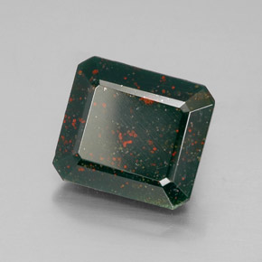 6.36캐럿 천연 그린 블러드스톤, 에메랄드 컷, 11.7×10.5 mm, 불투명체