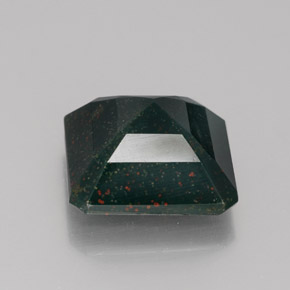 5.88캐럿 천연 점박이 그린 블러드스톤, 에메랄드 컷, 11.5×11.5 mm, 불투명체
