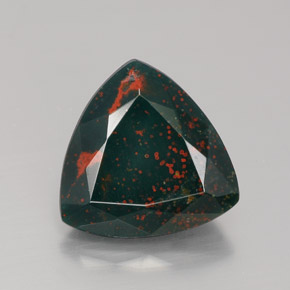 4.76캐럿 천연 점박이 그린 블러드스톤, 트릴리언, 11.9×11.8 mm, 불투명체