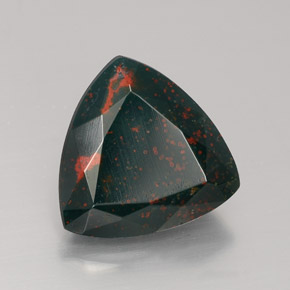 4.76캐럿 천연 점박이 그린 블러드스톤, 트릴리언, 11.9×11.8 mm, 불투명체