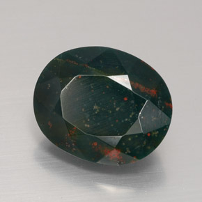 5.78캐럿 천연 점박이 그린 블러드스톤, 타원형 컷, 13.1×10.7 mm, 불투명체