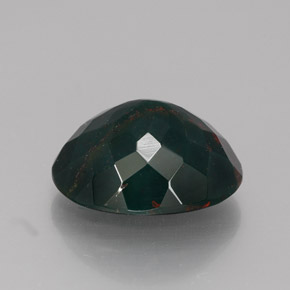 5.78캐럿 천연 점박이 그린 블러드스톤, 타원형 컷, 13.1×10.7 mm, 불투명체
