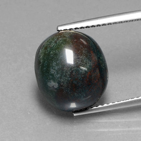 8.25캐럿 천연 점박이 그린 블러드스톤, 타원형 컷, 12.4×10.8 mm, 불투명체