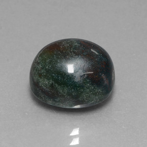 8.25캐럿 천연 점박이 그린 블러드스톤, 타원형 컷, 12.4×10.8 mm, 불투명체