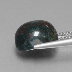 8.25캐럿 천연 점박이 그린 블러드스톤, 타원형 컷, 12.4×10.8 mm, 불투명체