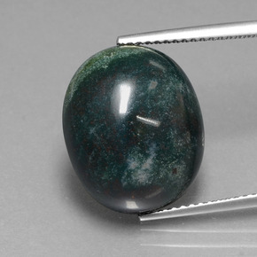 13.33캐럿 천연 포레스트 그린 블러드스톤, 타원형 컷, 15.9×13.4 mm, 불투명체