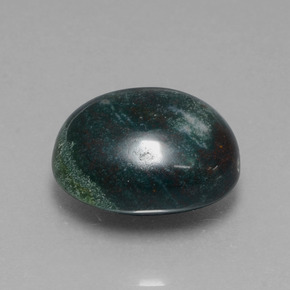 13.33캐럿 천연 포레스트 그린 블러드스톤, 타원형 컷, 15.9×13.4 mm, 불투명체