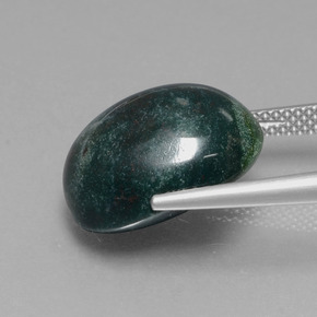 13.33캐럿 천연 포레스트 그린 블러드스톤, 타원형 컷, 15.9×13.4 mm, 불투명체