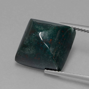 11.03캐럿 천연 점박이 그린 블러드스톤, 스퀘어, 12.3×12 mm, 불투명체