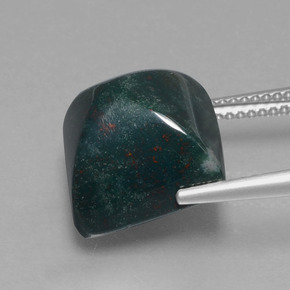 11.03캐럿 천연 점박이 그린 블러드스톤, 스퀘어, 12.3×12 mm, 불투명체