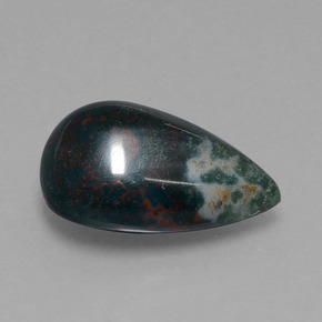 8.57캐럿 천연 점박이 그린 블러드스톤, 배 모양, 16.9×11.5 mm, 불투명체